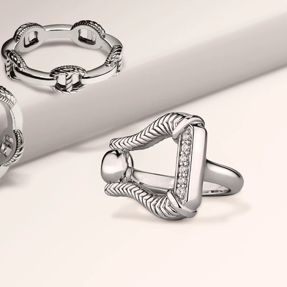 NWT Judith Ripka Vienna Diamond Sterling Silver Stirrup Ring-size 8 - Picture 10 of 11